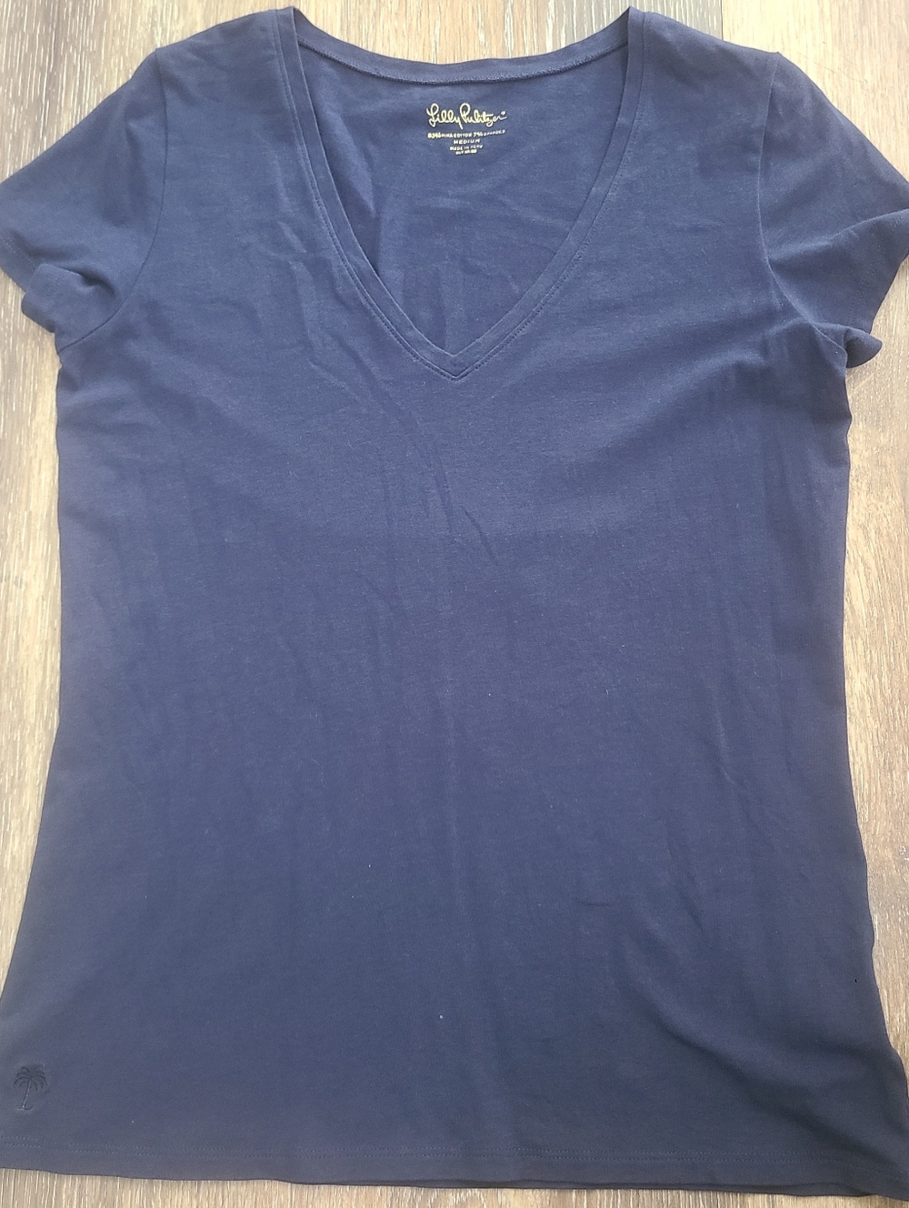 Lilly Pulitzer V-neck Navy Blue T-shirt Womens Size Med